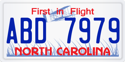 NC license plate ABD7979