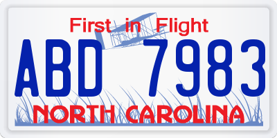NC license plate ABD7983