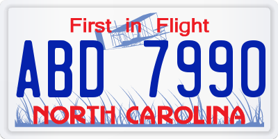 NC license plate ABD7990