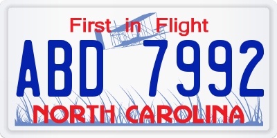NC license plate ABD7992