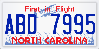 NC license plate ABD7995