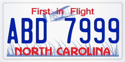 NC license plate ABD7999