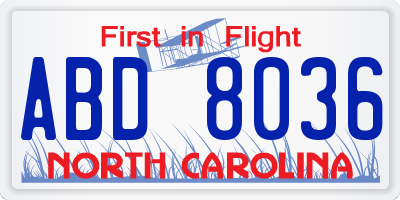 NC license plate ABD8036
