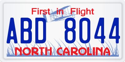 NC license plate ABD8044