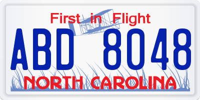NC license plate ABD8048