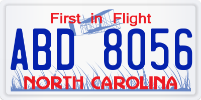 NC license plate ABD8056