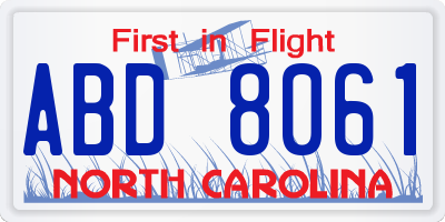NC license plate ABD8061