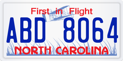 NC license plate ABD8064