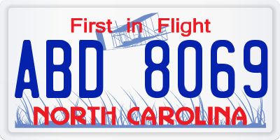 NC license plate ABD8069
