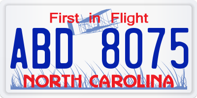 NC license plate ABD8075