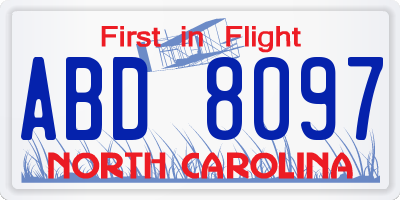 NC license plate ABD8097
