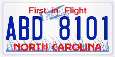NC license plate ABD8101
