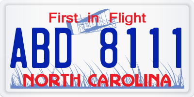 NC license plate ABD8111