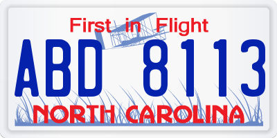 NC license plate ABD8113