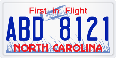 NC license plate ABD8121