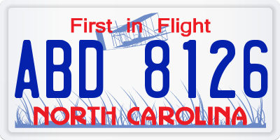 NC license plate ABD8126