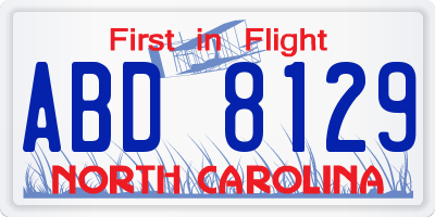 NC license plate ABD8129