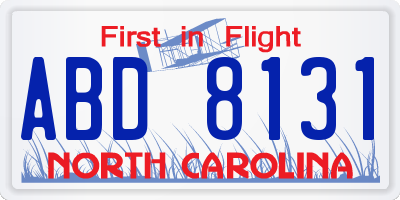 NC license plate ABD8131