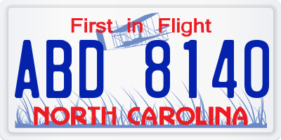 NC license plate ABD8140