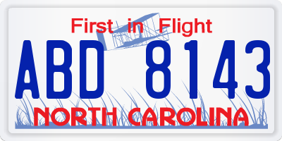 NC license plate ABD8143