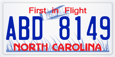 NC license plate ABD8149