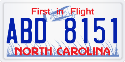NC license plate ABD8151
