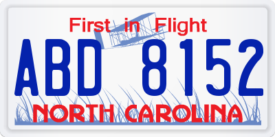 NC license plate ABD8152