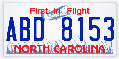 NC license plate ABD8153