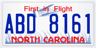 NC license plate ABD8161