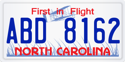 NC license plate ABD8162