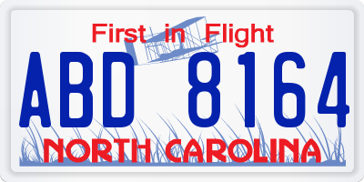 NC license plate ABD8164