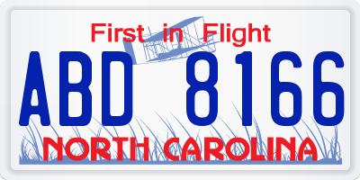 NC license plate ABD8166