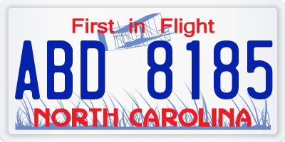 NC license plate ABD8185