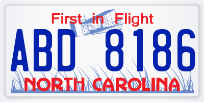 NC license plate ABD8186