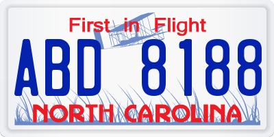 NC license plate ABD8188