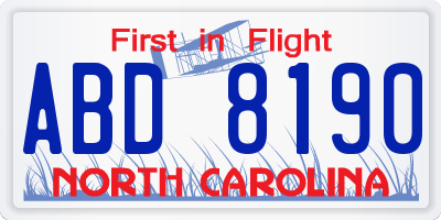 NC license plate ABD8190