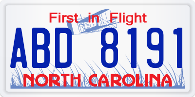 NC license plate ABD8191