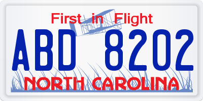 NC license plate ABD8202