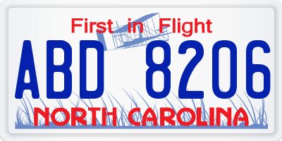NC license plate ABD8206