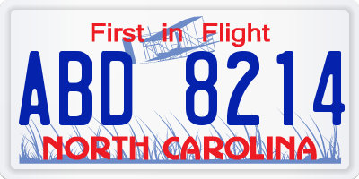NC license plate ABD8214