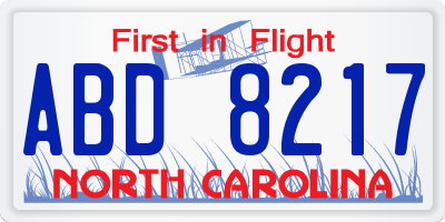 NC license plate ABD8217