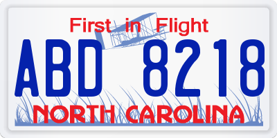 NC license plate ABD8218