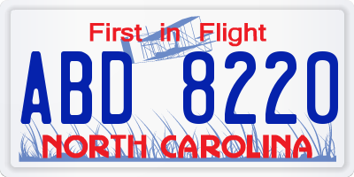 NC license plate ABD8220