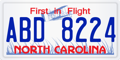 NC license plate ABD8224