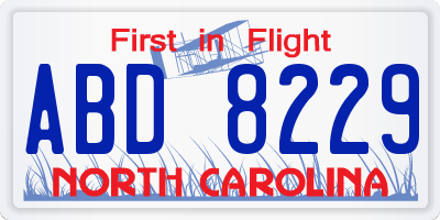NC license plate ABD8229