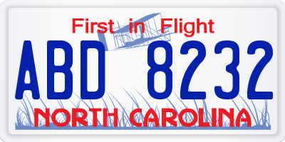 NC license plate ABD8232