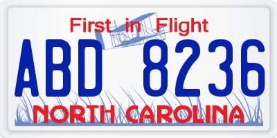 NC license plate ABD8236