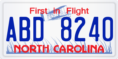NC license plate ABD8240