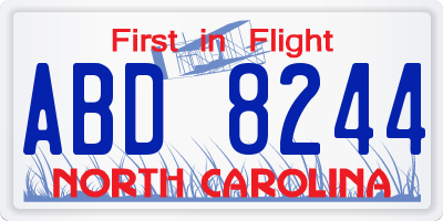 NC license plate ABD8244