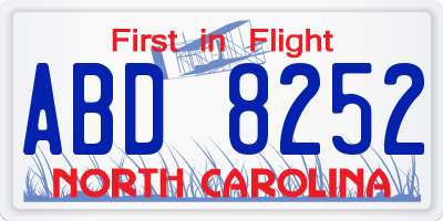 NC license plate ABD8252